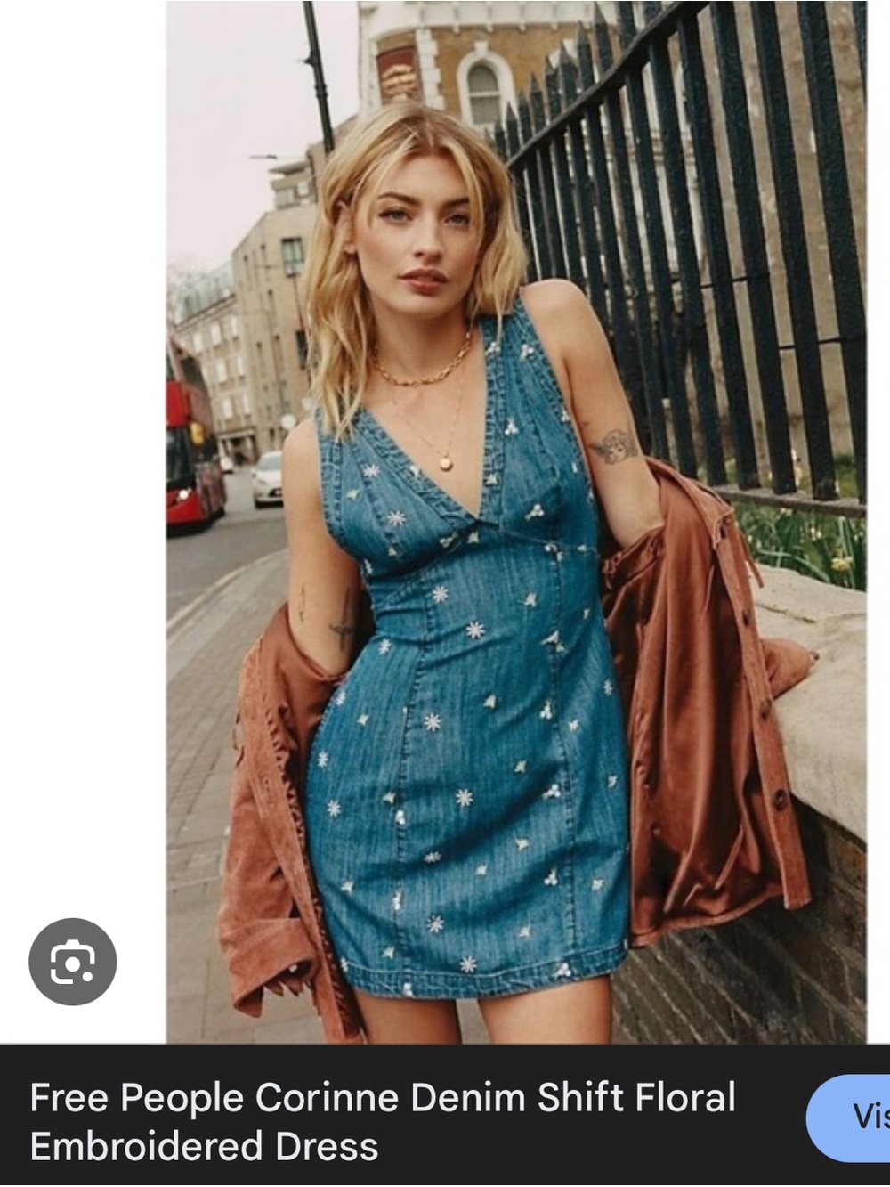Free People Blue Denim Corrine Mini Dress